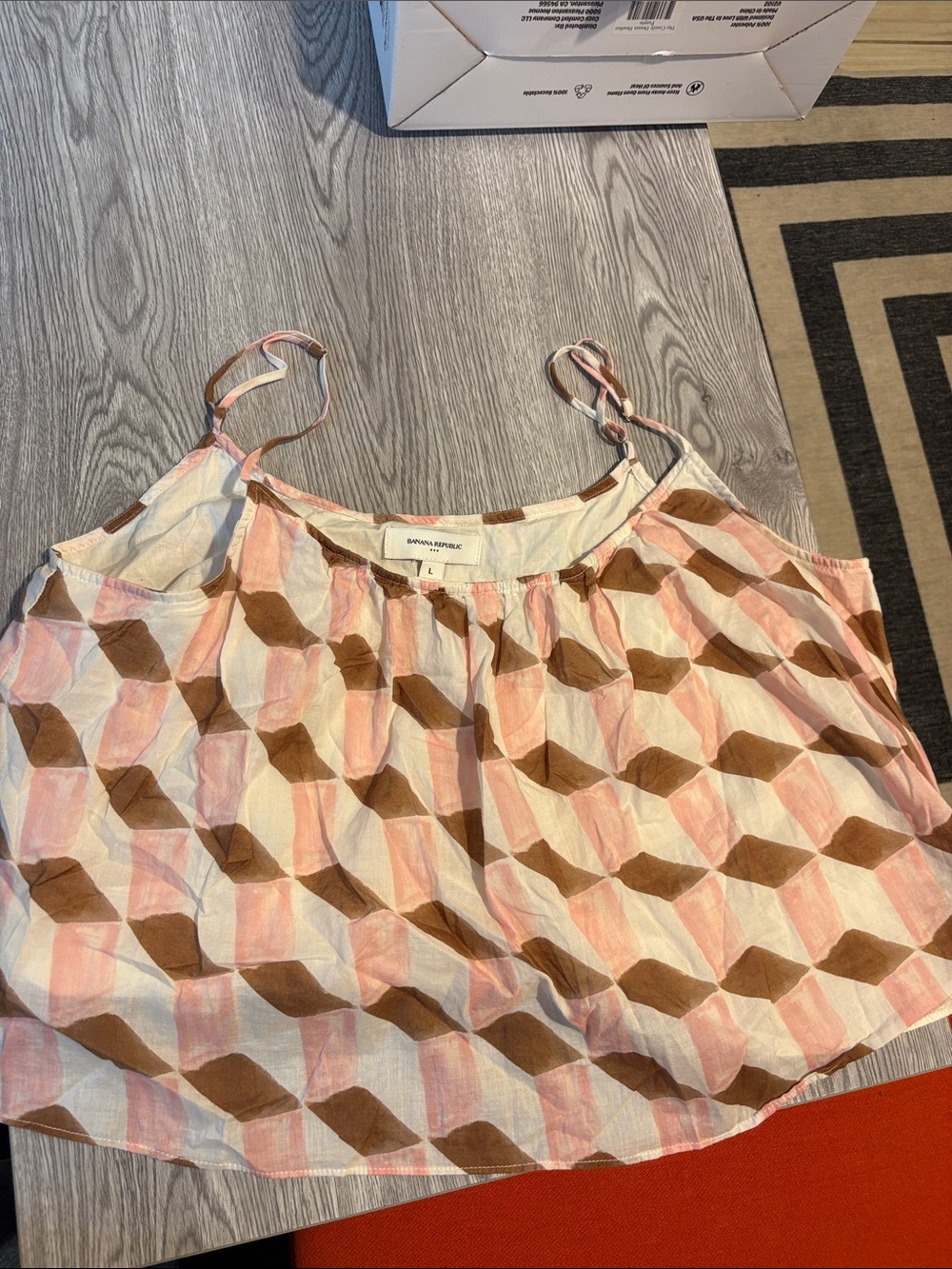 Banana Republic Pink and Brown Geometric Camisole Top